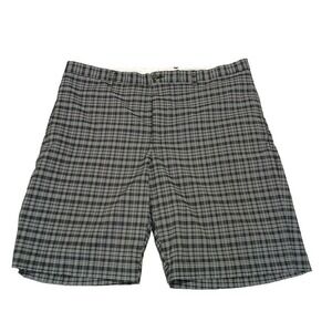 Greg Norman‎ Golf Shorts Mens 38 Black Gray Plaid Chino Tasso Ella Pockets 10"